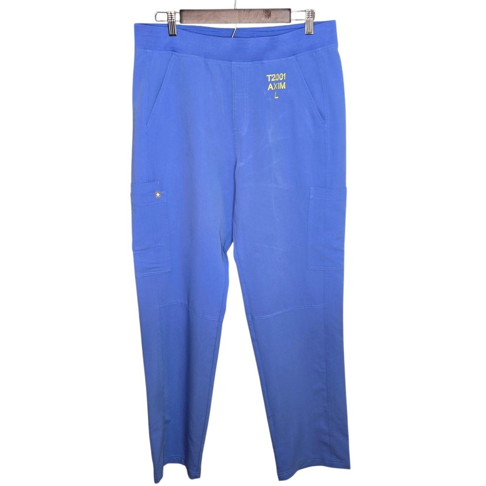 FIGS T2001 AXIM‎ Scrub Pants Women's Cargo Pockets Medical Blue Size L